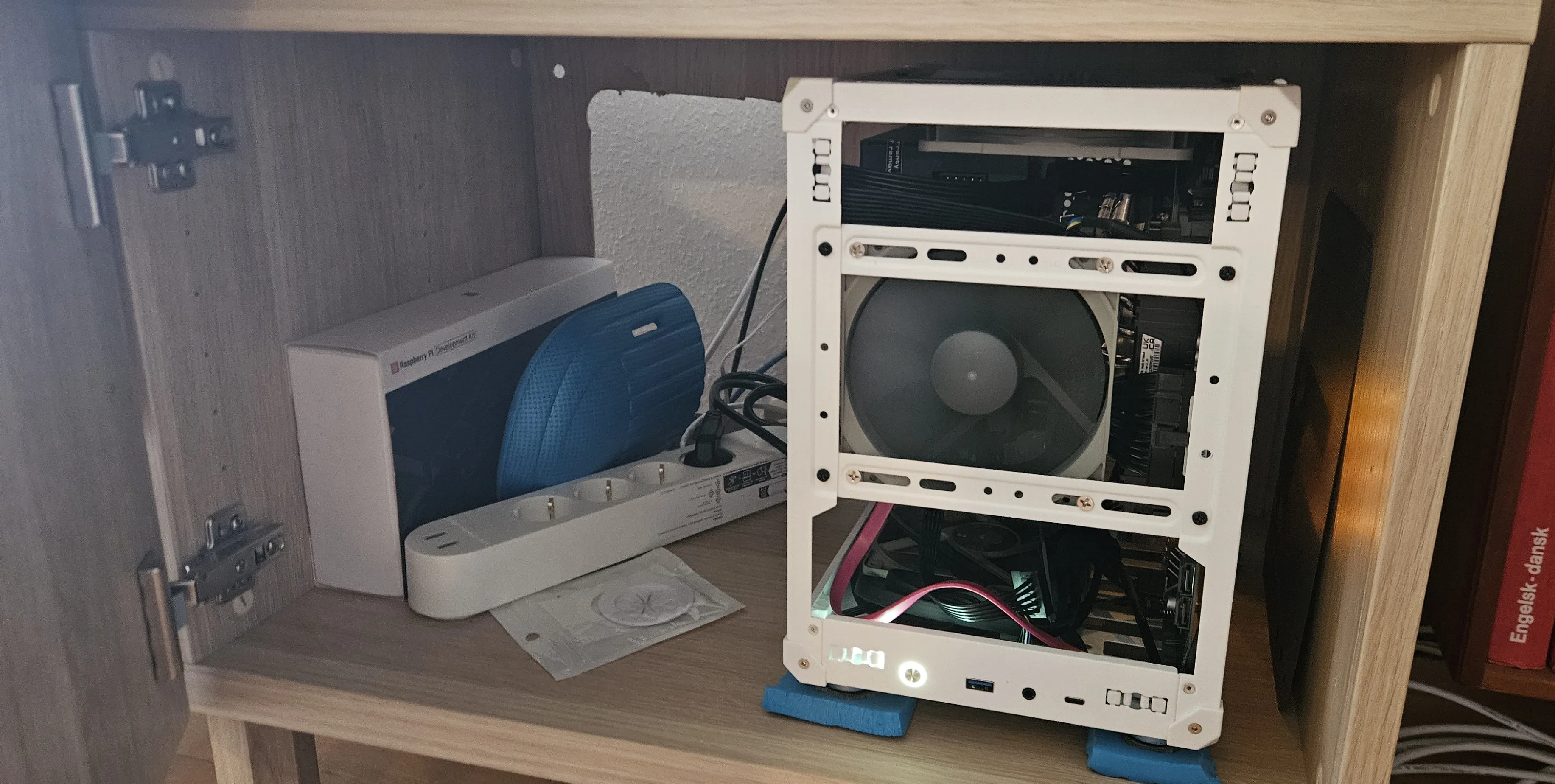 The finished server setup inside its cabinet