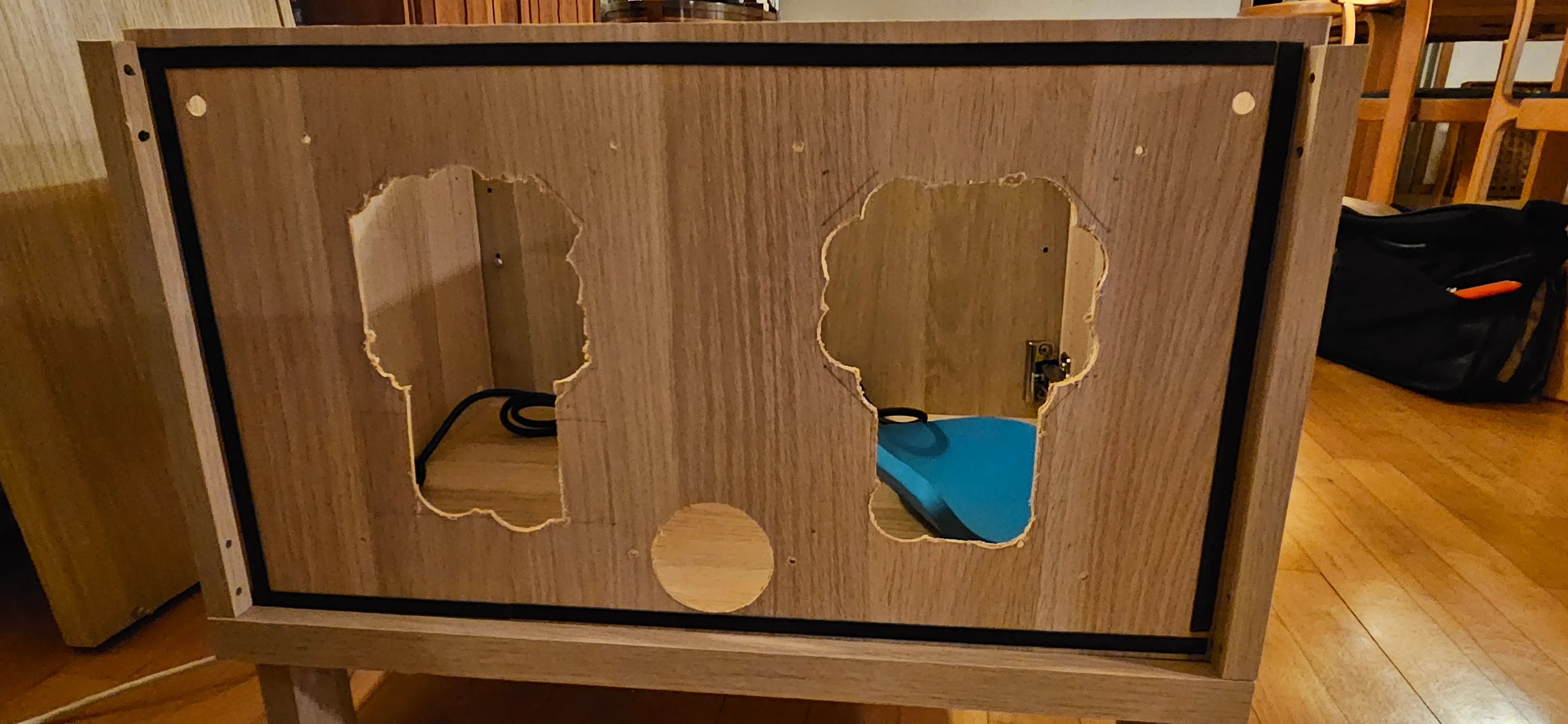 The original plan for ventilation at the back of the cabinet